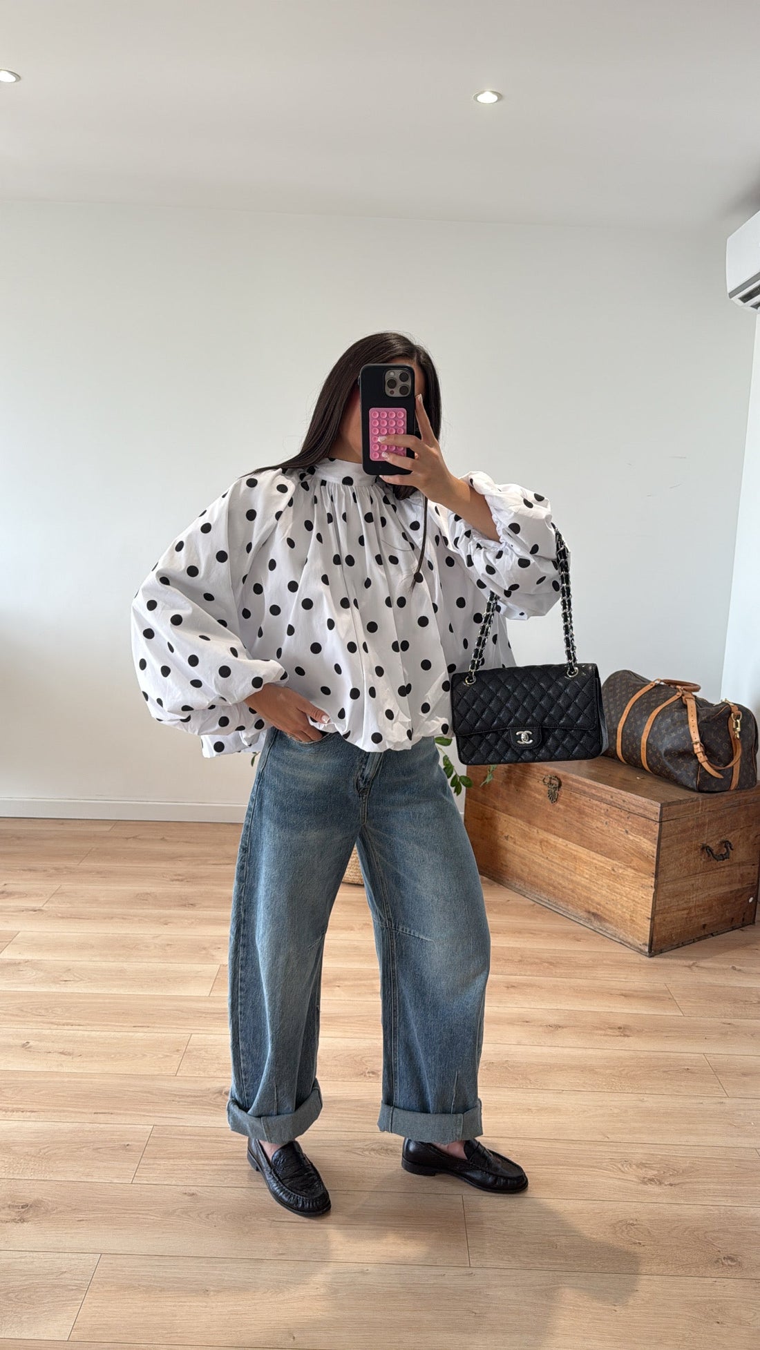 BLOUSE »CLAUDIA » BLANCHE À POIS